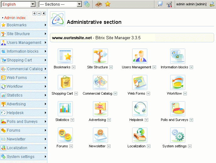 Screenshot of Bitrix Site Manager